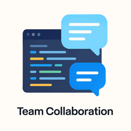 Chat bubbles and code on screen